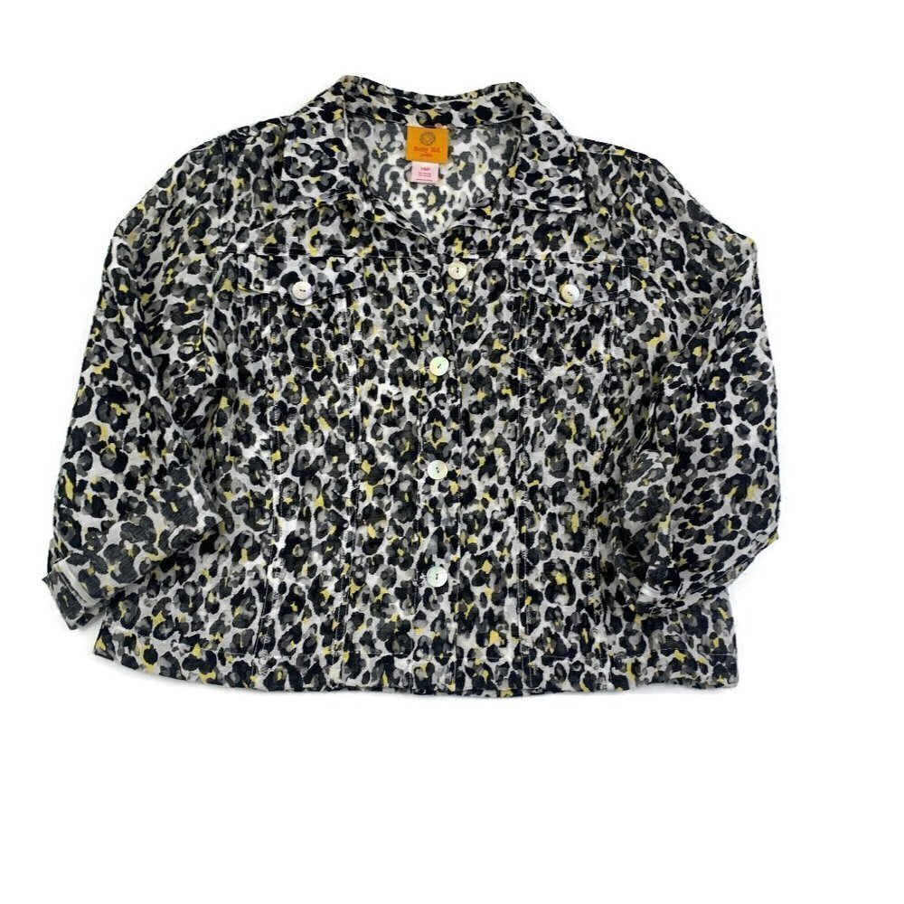 Ruby Rd. Rayon Semi Sheer Animal/Leopard/Cheetah Print Jacket Women's Petite 14P